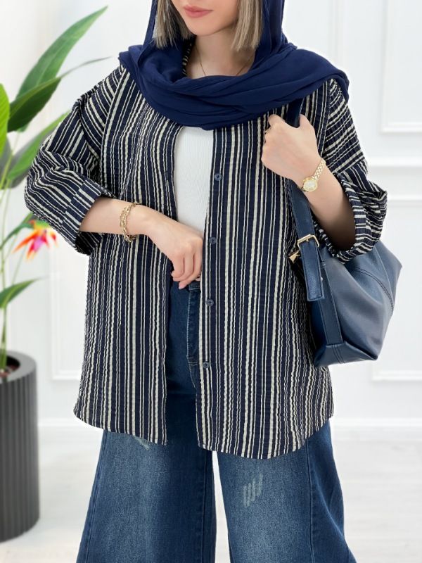 شومیز زنانه nr چروک راه راه